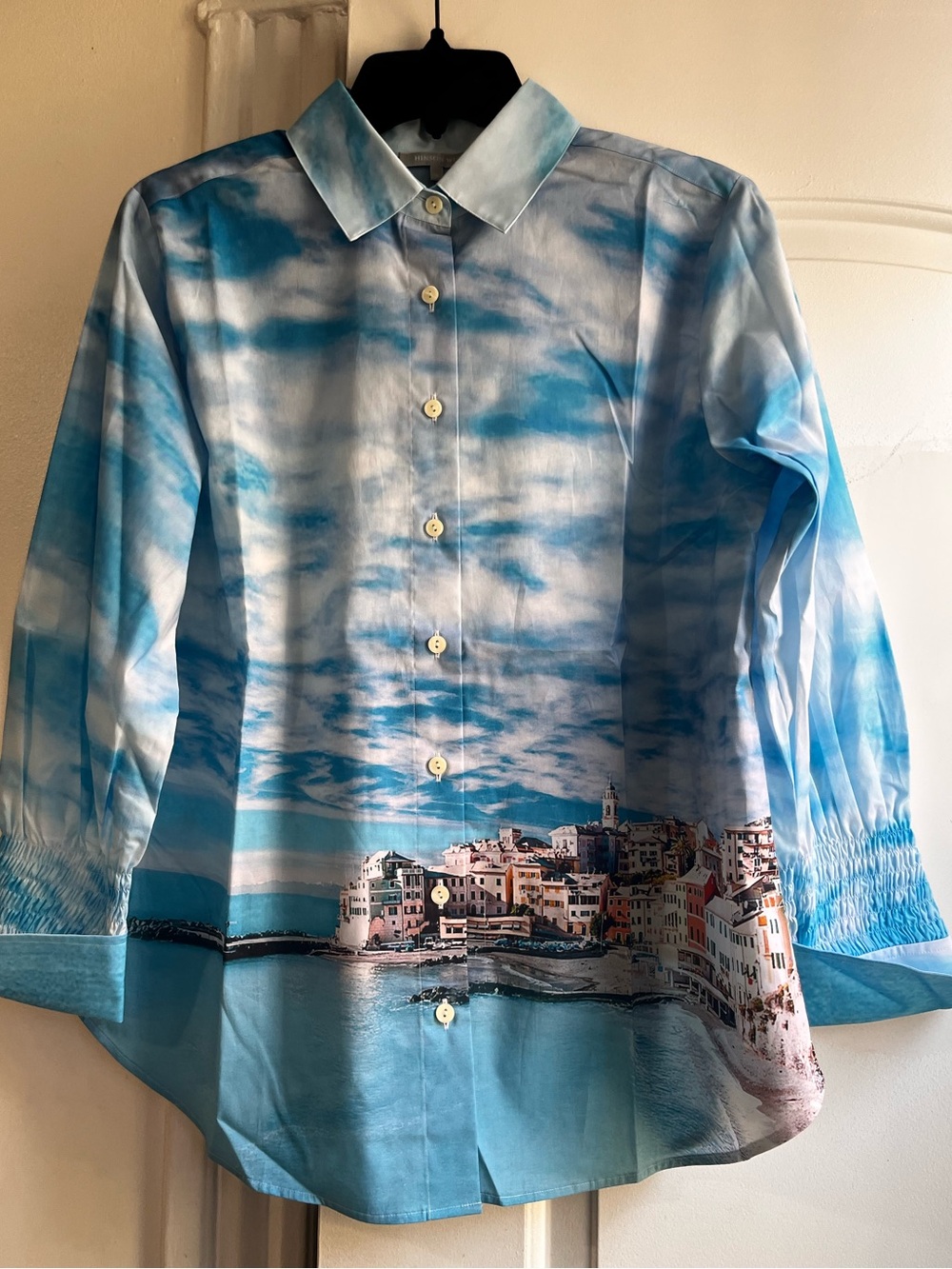 HINSON WU KYLIE Long Sleeve Happy Place Tunic Button Up Shirt Blouse S RARE